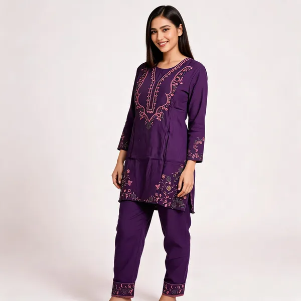 Purple_Rayon_Straight_Embroidered_Kurta_Set_For_Women