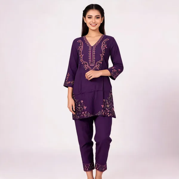 Purple_Rayon_Straight_Embroidered_Kurta_Set_For_Women