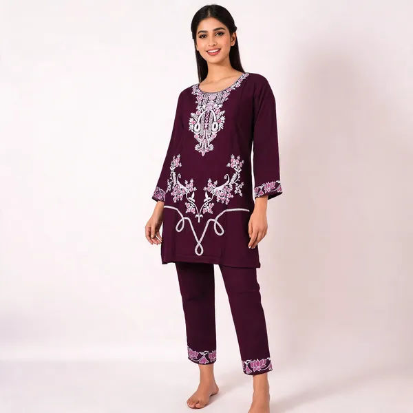 Purple_Rayon_Straight_Embroidered_Kurta_Set_For_Women