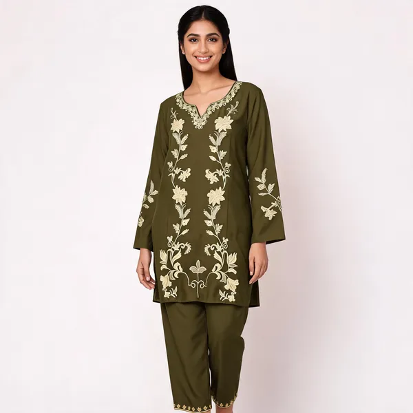 Olive_Green_Rayon_Straight_Embroidered_Kurta_Set_For_Women