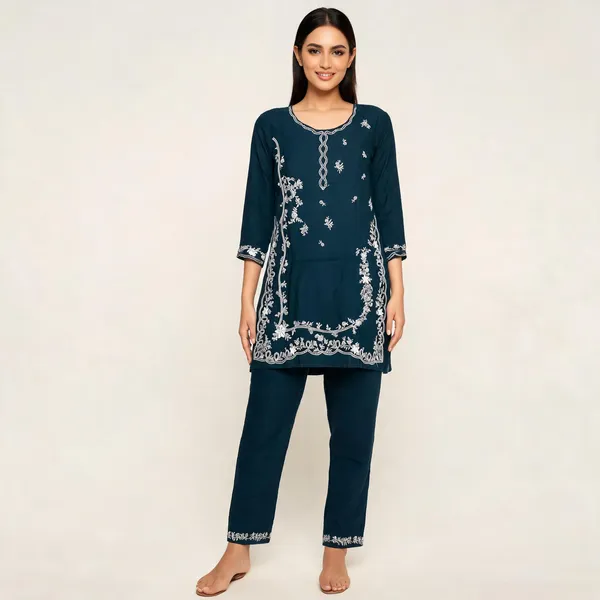 Navy_Rayon_Straight_Embroidered_Kurta_Set_For_Women