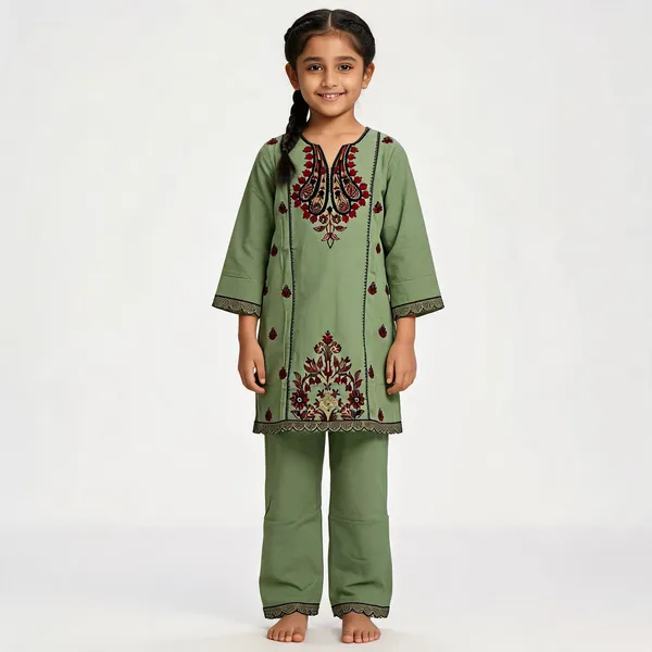 Green_Rayon_Straight_Embroidered_Kurta_Set_For_Girls