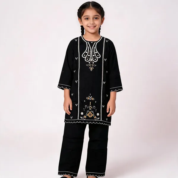 Black_Rayon_Straight_Embroidered_Kurta_Set_For_Girls