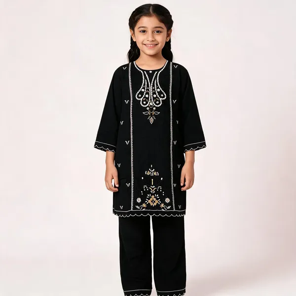 Black_Rayon_Straight_Embroidered_Kurta_Set_For_Girls