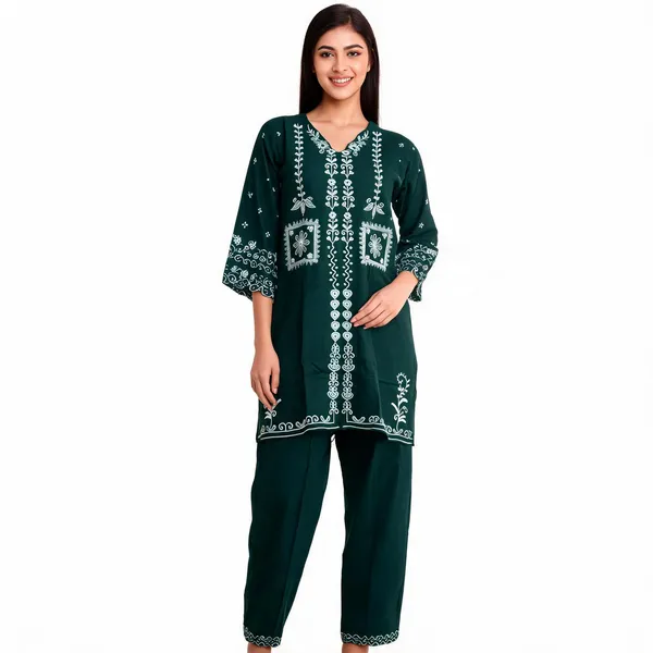 Green_Rayon_Straight_Embroidered_Kurta_Set_For_Women