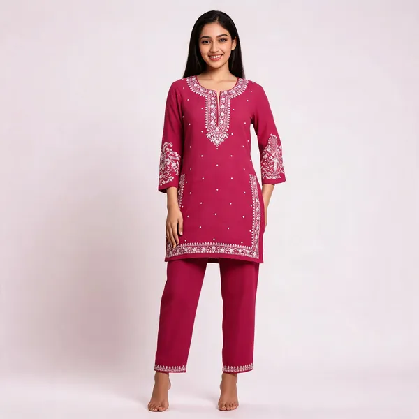 Pink_Rayon_Straight_Embroidered_Kurta_Set_For_Women