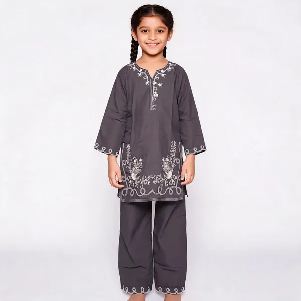 Grey_Rayon_Straight_Embroidered_Kurta_Set_For_Girls