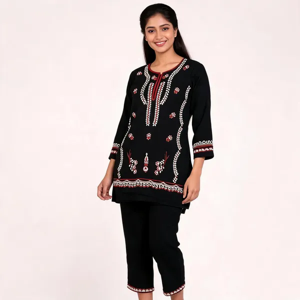Black_Rayon_Straight_Embroidered_Kurta_Set_For_Women