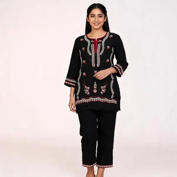Black_Rayon_Straight_Embroidered_Kurta_Set_For_Women