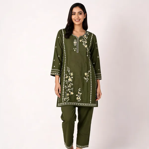 Olive_Green_Rayon_Straight_Embroidered_Kurta_Set_For_Women