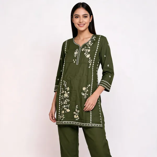 Olive_Green_Rayon_Straight_Embroidered_Kurta_Set_For_Women