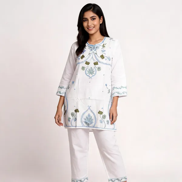 White_Rayon_Straight_Printed_Kurta_Set_For_Women
