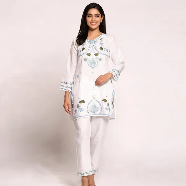 White_Rayon_Straight_Printed_Kurta_Set_For_Women