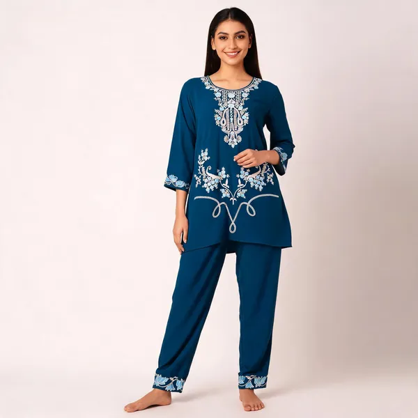 Blue_Rayon_Straight_Embroidered_Kurta_Set_For_Women