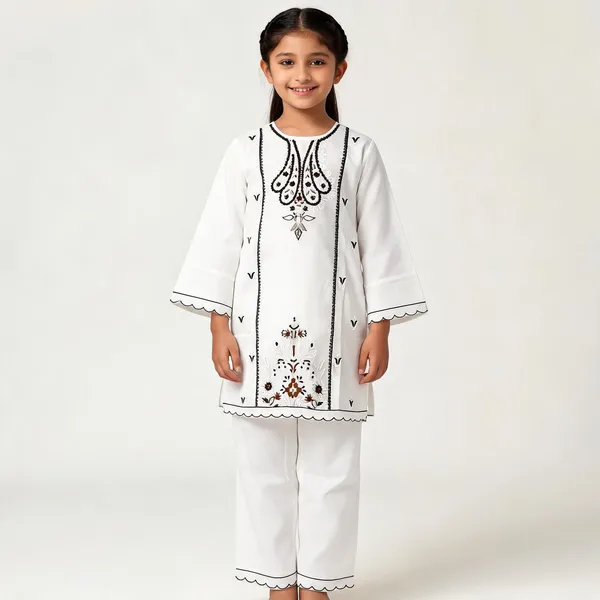 White_Rayon_Straight_Embroidered_Kurta_Set_For_Girls