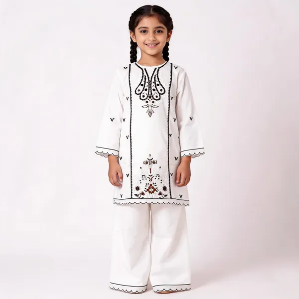 White_Rayon_Straight_Embroidered_Kurta_Set_For_Girls