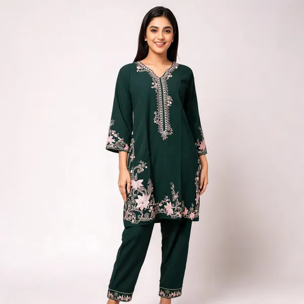 Green_Rayon_Straight_Embroidered_Kurta_Set_For_Women