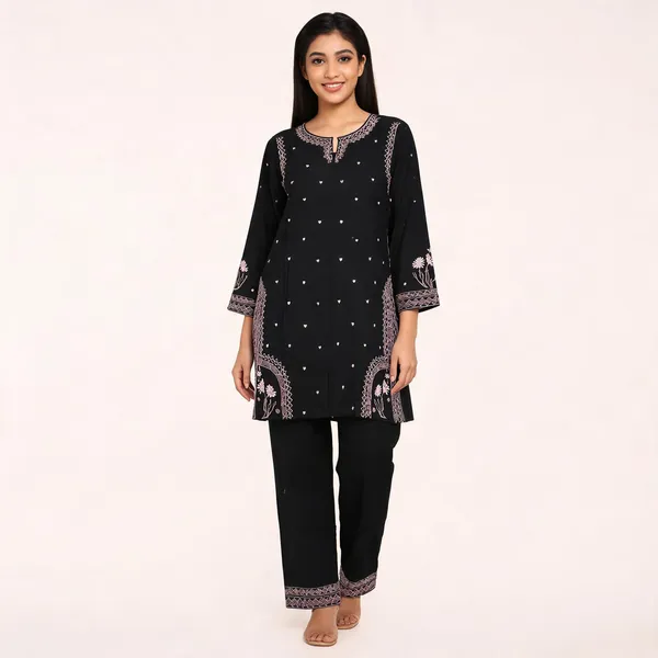 Black_Rayon_Straight_Embroidered_Kurta_Set_For_Women