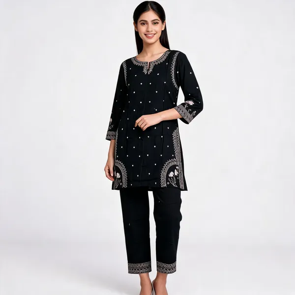 Black_Rayon_Straight_Embroidered_Kurta_Set_For_Women