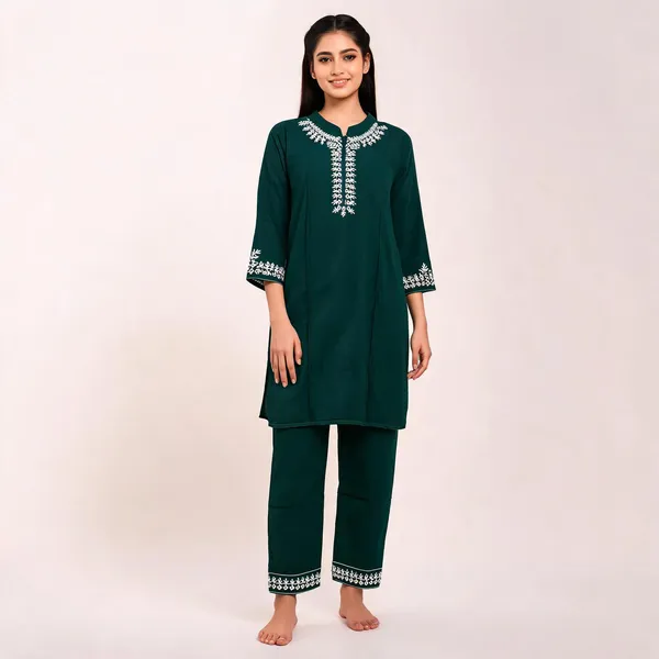 Green_Rayon_Straight_Embroidered_Kurta_Pajama_Set_For_Women