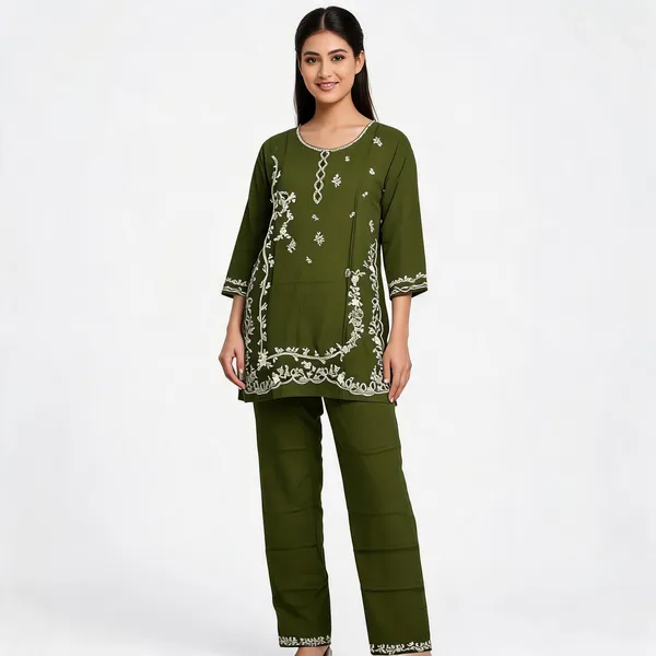 Olive_Green_Rayon_Straight_Embroidered_Kurta_Set_For_Women