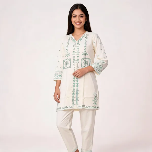 White_Rayon_Straight_Embroidered_Kurta_Set_For_Women