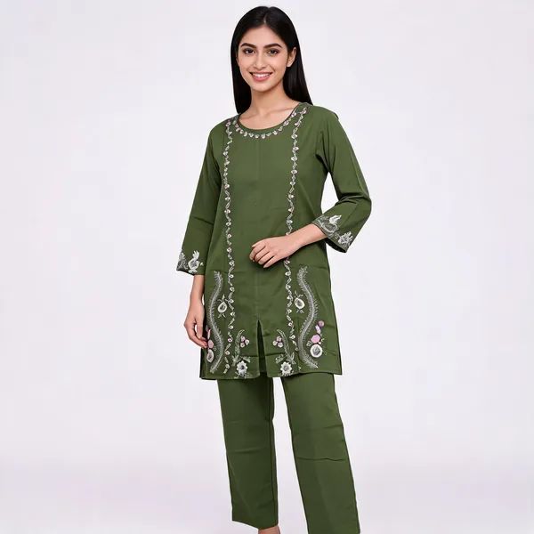 Green_Rayon_Straight_Embroidered_Kurta_Set_For_Women