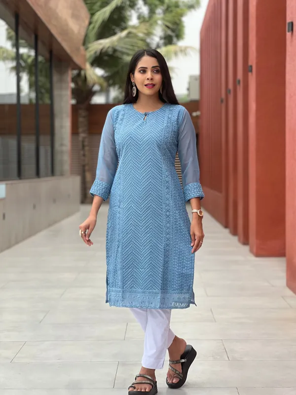 Blue_Patterned_Straight_Kurta_For_Women