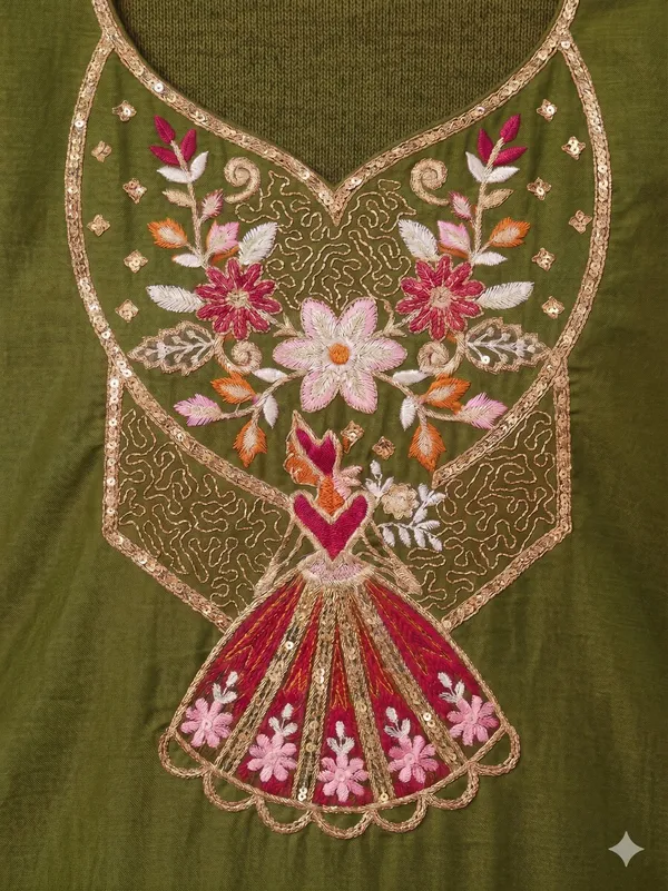 Olive_Green_Embroidered_Straight_Kurta_For_Women