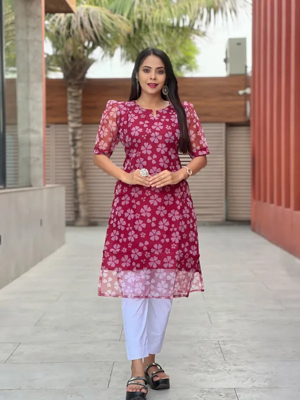 Maroon_Floral_Print_Straight_Kurta_For_Women