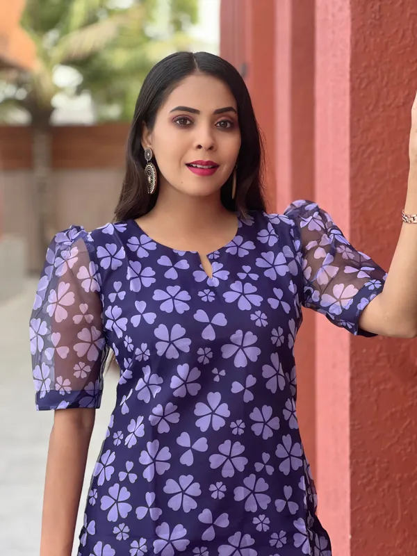 Purple_Floral_Printed_A-Line_Kurti_For_Women