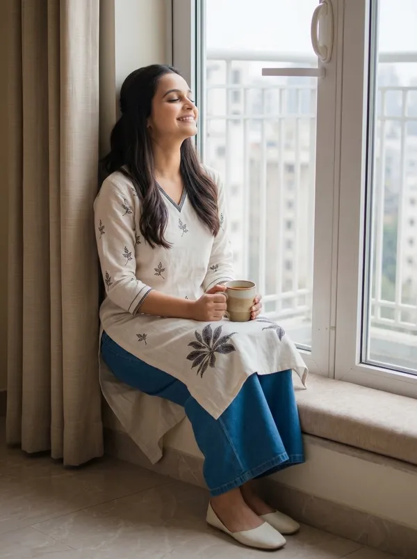 Cream_Floral_Print_Straight_Kurta_Set_For_Women
