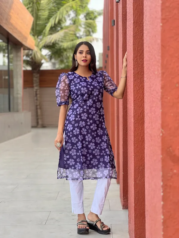 Purple_Floral_Printed_A-Line_Kurti_For_Women