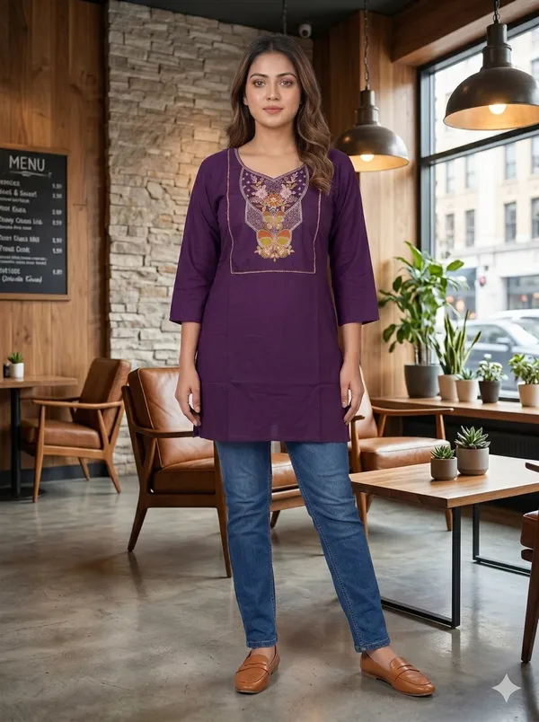 Purple_Embroidered_Straight_Kurti_For_Women