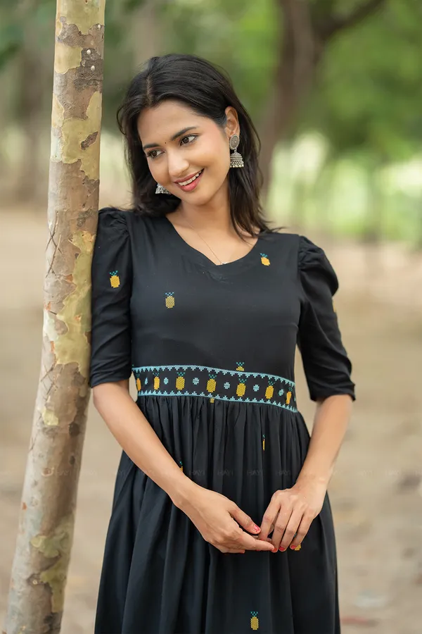 Black_Printed_Fit_And_Flare_Dress_For_Women