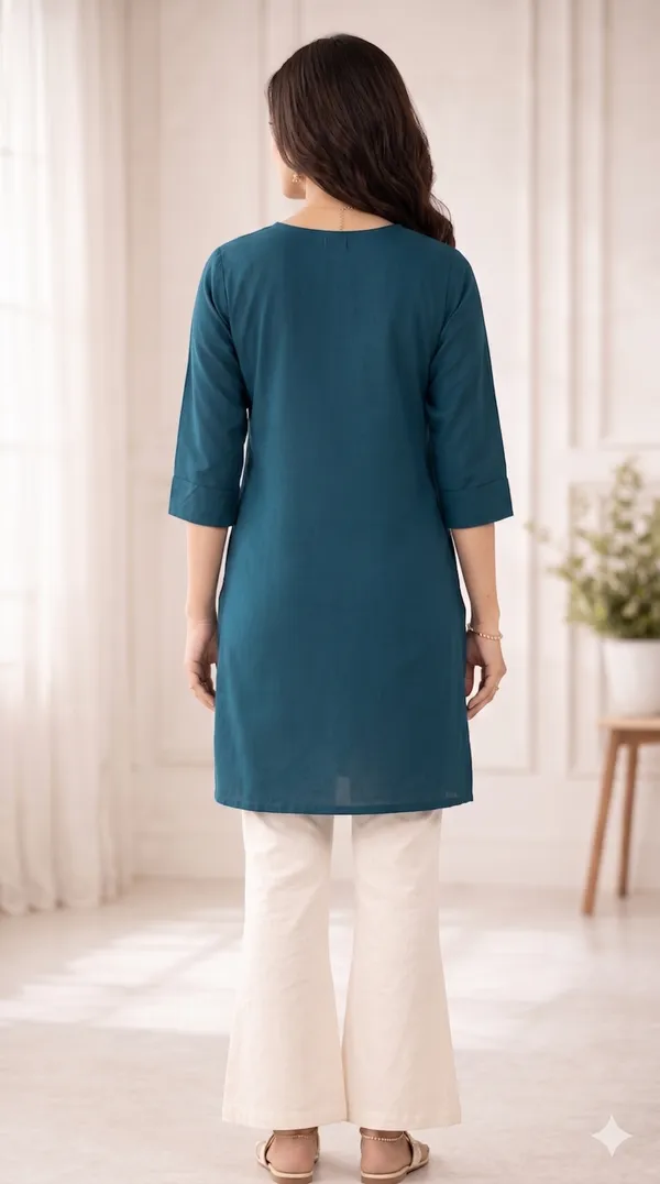 Teal_Embroidered_Straight_Kurta_For_Women