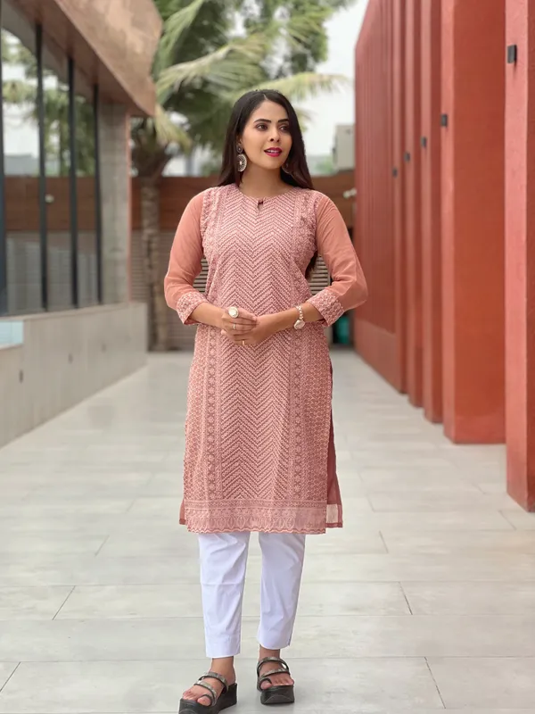 Peach_Embroidered_Straight_Kurta_For_Women