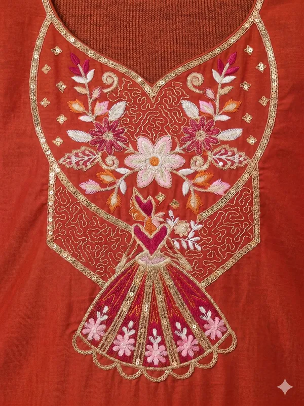 Rust_Embroidered_Straight_Kurta_For_Women