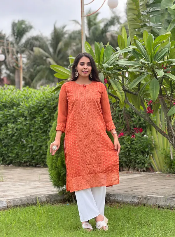Orange_Embroidered_Straight_Kurta_For_Women
