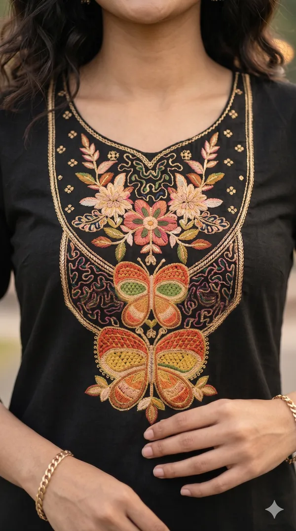 Black_Embroidered_Straight_Kurta_For_Women