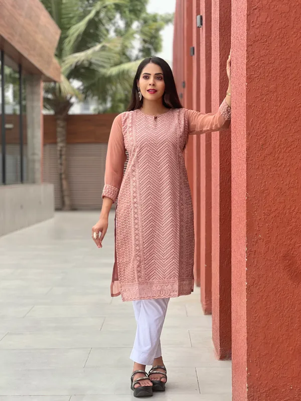 Peach_Embroidered_Straight_Kurta_For_Women