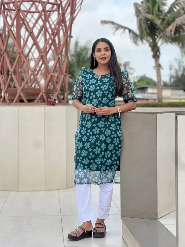 Teal_Floral_Print_Straight_Kurta_For_Women