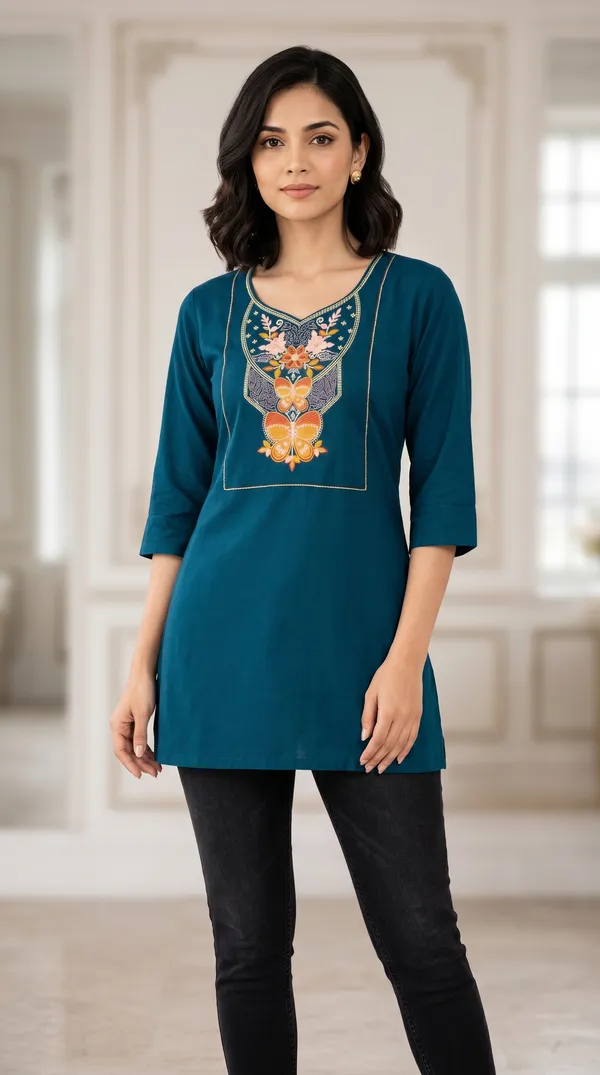 Teal_Embroidered_Straight_Kurta_For_Women