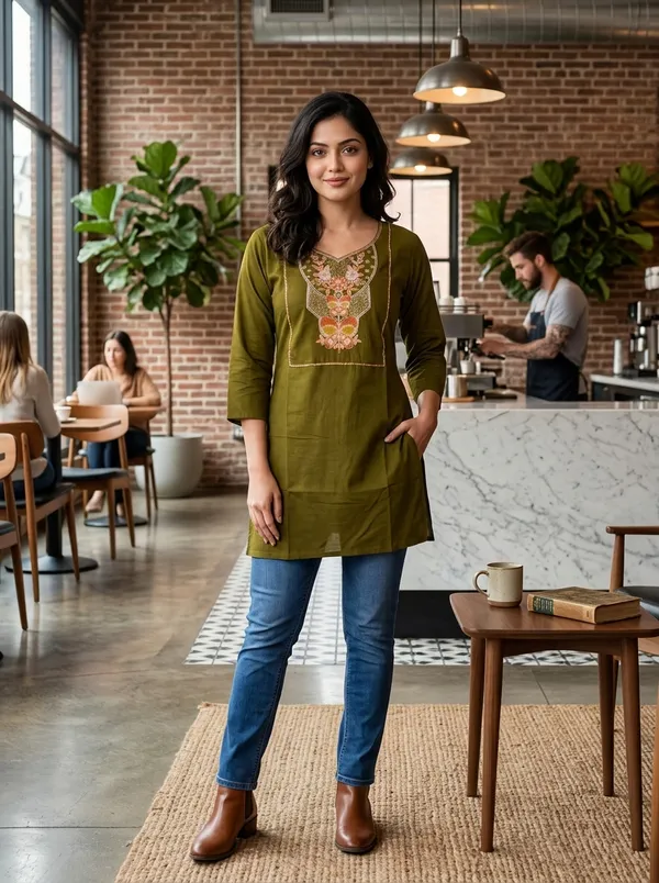 Olive_Green_Embroidered_Straight_Kurta_For_Women