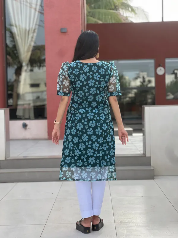 Teal_Floral_Print_Straight_Kurta_For_Women