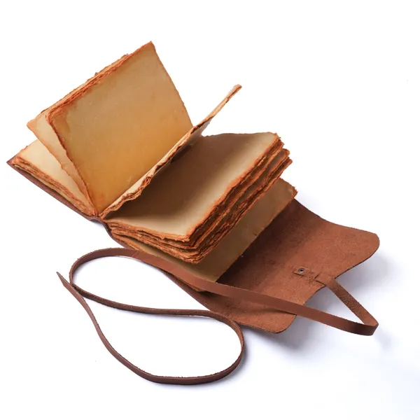 Handmade_Antique_Tan_Brown_100%_Genuine_Buffalo_Leather_Journal_For_Writing_&_Sketching_-_Curved_Flap_With_Wrap-Around_Tie_Strap,_200_Unruled_Pages,_Portable_7X5_Inch_Hand-Stitched_Diary_For_Men_&_Women