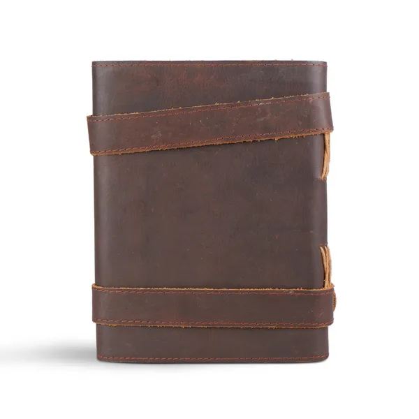 Handmade_Dark_Chocolate_Brown_100%_Genuine_Buffalo_Leather_Journal_For_Writing_&_Sketching_-_Dual_Horizontal_Snap_Straps_With_Antique_Metal_Buttons,_200_Unruled_Pages,_Portable_7X5_Inch_Hand-Stitched_Diary_For_Men_&_Women