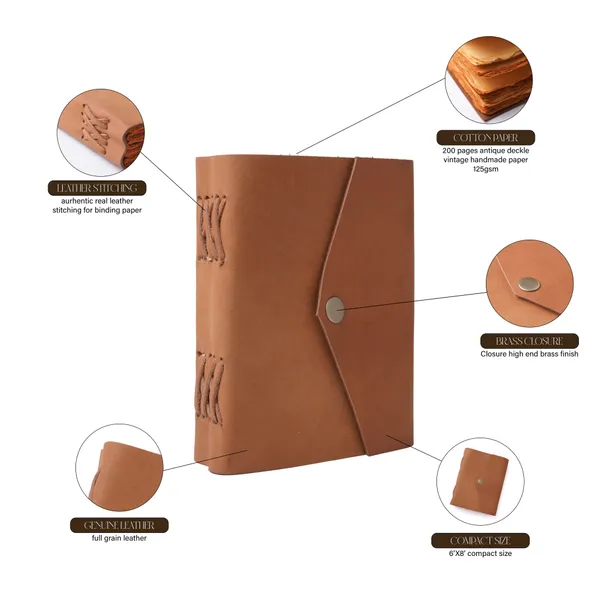 Handmade_Natural_Tan_Brown_100%_Genuine_Buffalo_Leather_Journal_For_Writing_&_Sketching_-_Envelope_Flap_With_Antique_Brass_Snap_Button,_200_Unruled_Pages,_Portable_7X5_Inch_Hand-Stitched_Diary_For_Men_&_Women