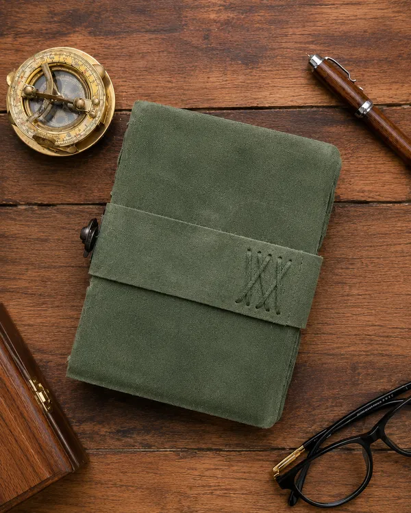 Handmade_Vintage_Emerald_Green_100%_Genuine_Buffalo_Leather_Journal_With_Antique_Deckle_Edge_Paper_For_Writing_&_Sketching_-_Vintage_Brass_Finish_Lock,_200_Unruled_Pages,_Portable_7X5_Inch_Hand-Stitched_Diary_For_Men_&_Women