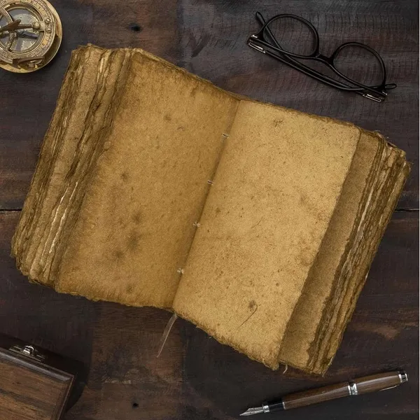 Handmade_Antique_Dark_Brown_100%_Genuine_Buffalo_Leather_Journal_With_Deckle_Edge_Paper_For_Writing_&_Sketching_-_Cross-Laced_Spine_Details_With_Wrap-Around_Tie_Strap,_200_Unruled_Pages,_Portable_7X5_Inch_Diary_For_Men_&_Women